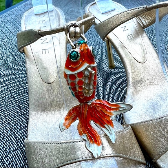 Celine Gold Koi Fish Embellishment Sandals - Size 36.5 EU // 6 US - Picture 1 of 16